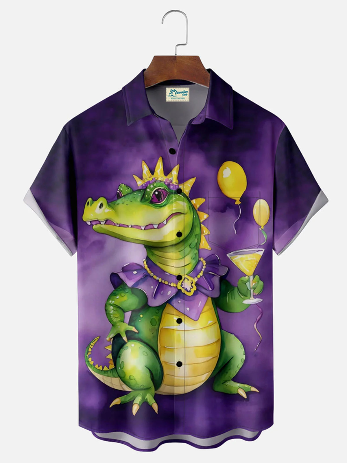 Royaura® Mardi Gras Croc Button Pocket Short Sleeve Shirt Big & Tall