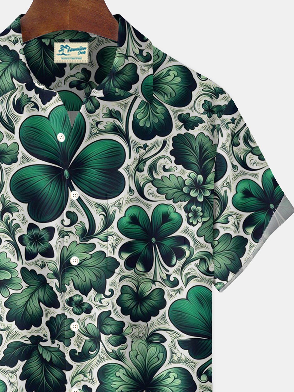 Royaura® St. Patrick's Day Print Men's Button Pocket Short Sleeve Shirt Big & Tall