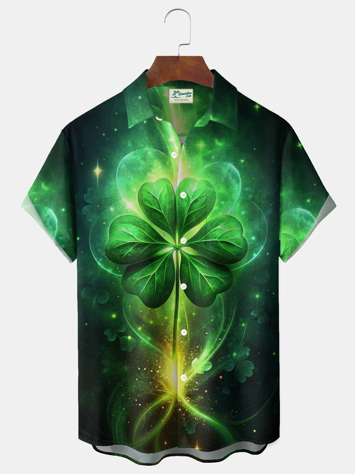 Royaura® St. Patrick's Day Print Men's Button Pocket Short Sleeve Shirt Big & Tall