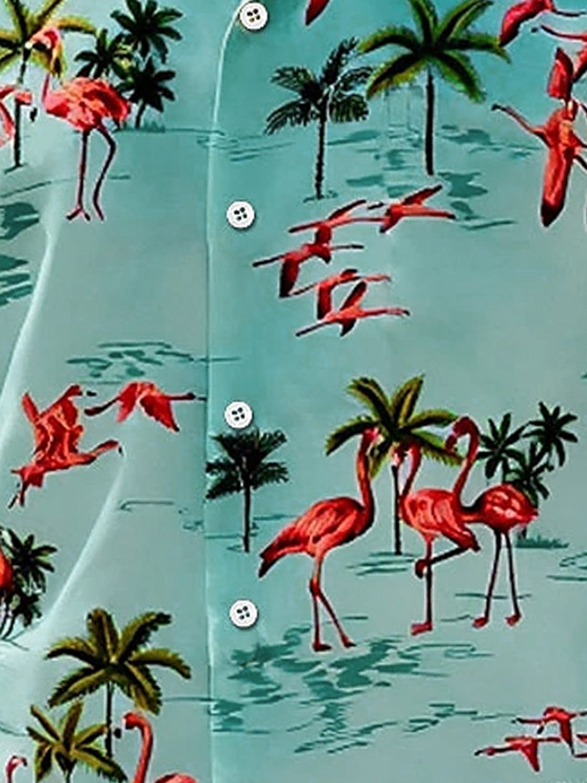 Royaura® Hawaiian Flamingo Coconut Tree Print Men's Button Pocket Short Sleeve Shirt Big & Tall