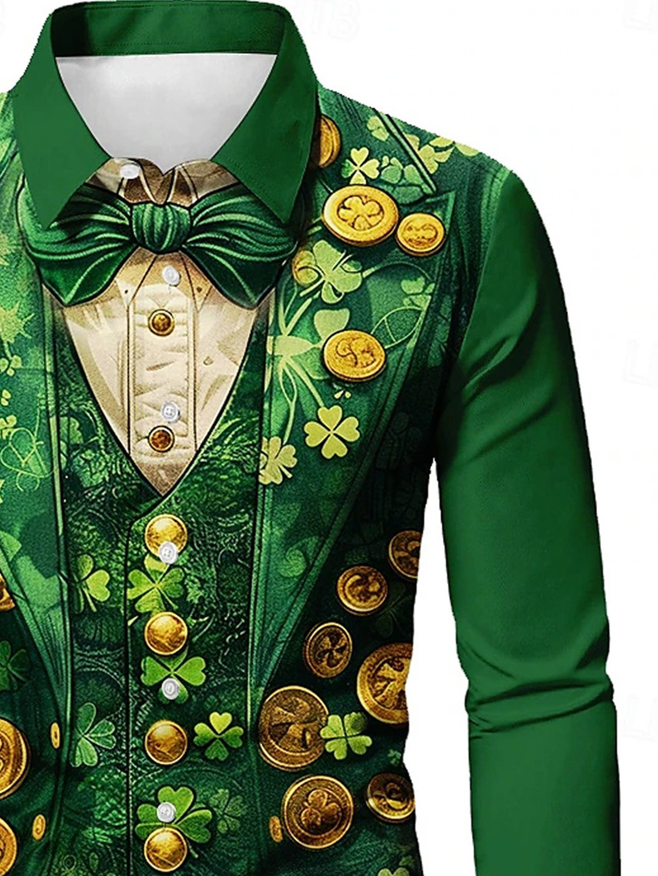 Royaura® St. Patrick's Day Print Men's Button Pocket Long Sleeve Shirt Big & Tall