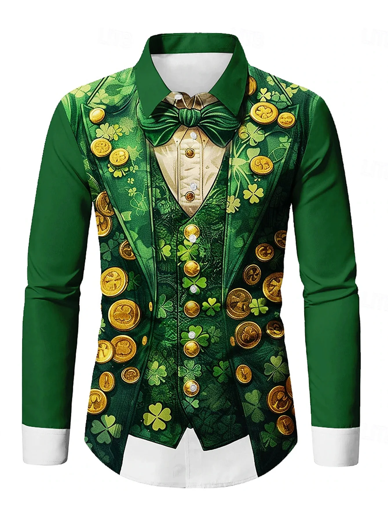 Royaura® St. Patrick's Day Print Men's Button Pocket Long Sleeve Shirt Big & Tall