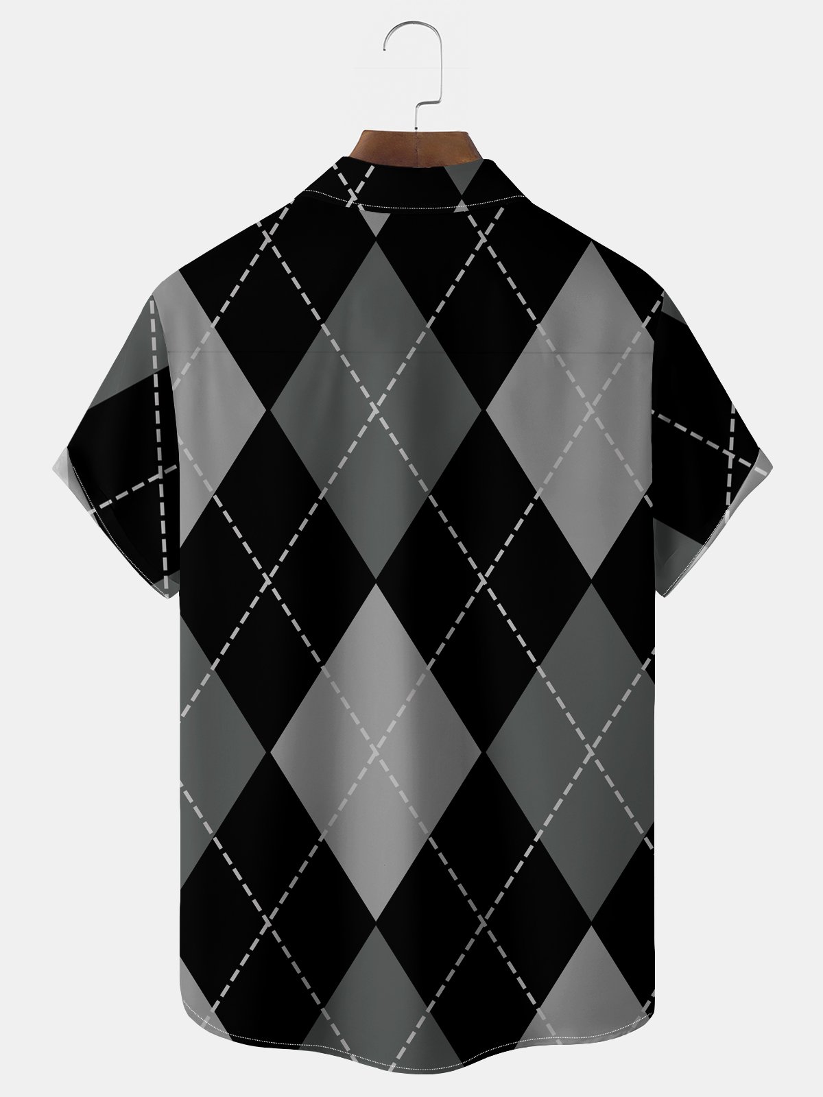 Royaura® Vintage Geometric Lattice Print Men's Wrinkle Free Seersucker Hawaiian Shirt Big Tall