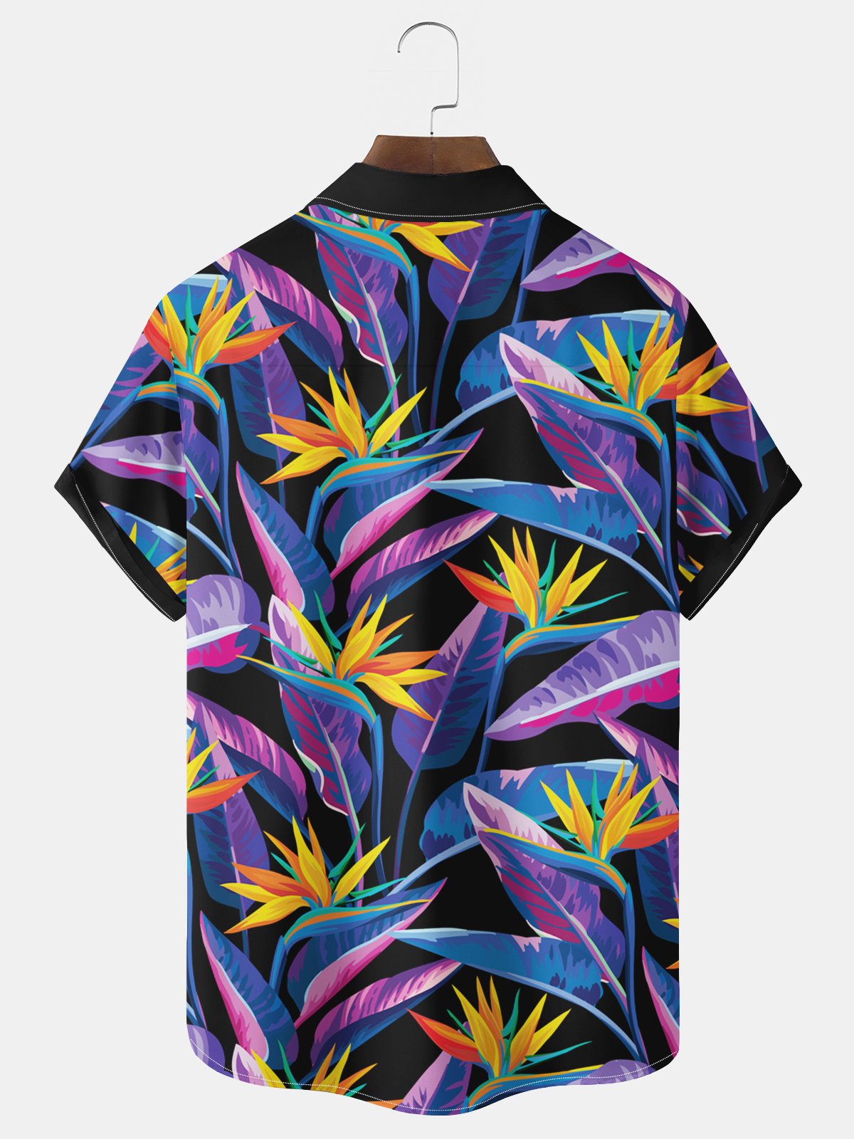 Royaura® Hawaiian Gradient Floral Print Upgraded Cooling Mesh Fabric: Enhanced Breathability and Ice-Cool Comfort Men's Button Pocket Short Sleeve Shirt Big Tall