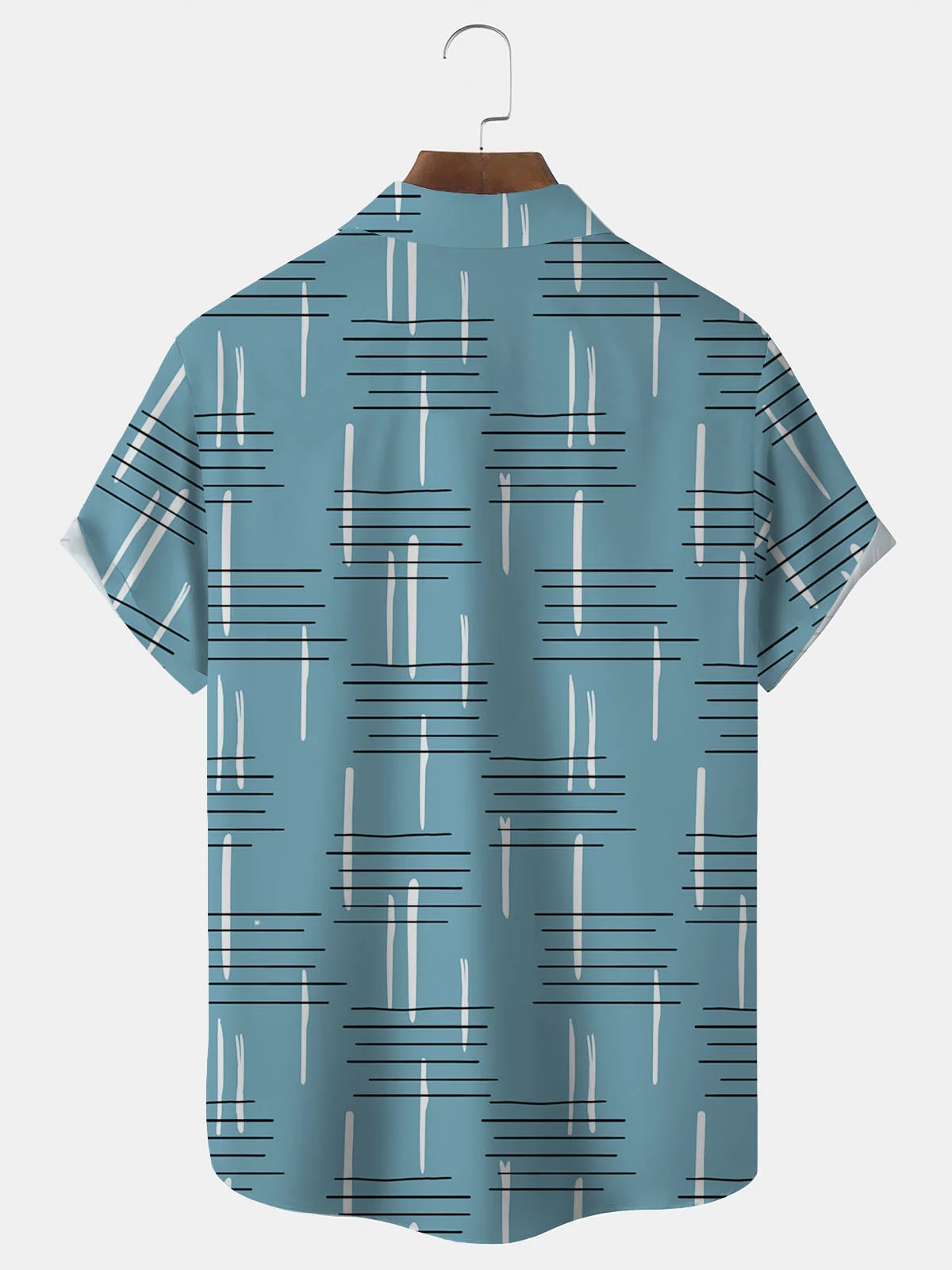 Royaura® Retro Geometric Line Print Upgraded Cooling Mesh Fabric: Enhanced Breathability and Ice-Cool Comfort Men's Button Pocket Short Sleeve Shirt Big & Tall