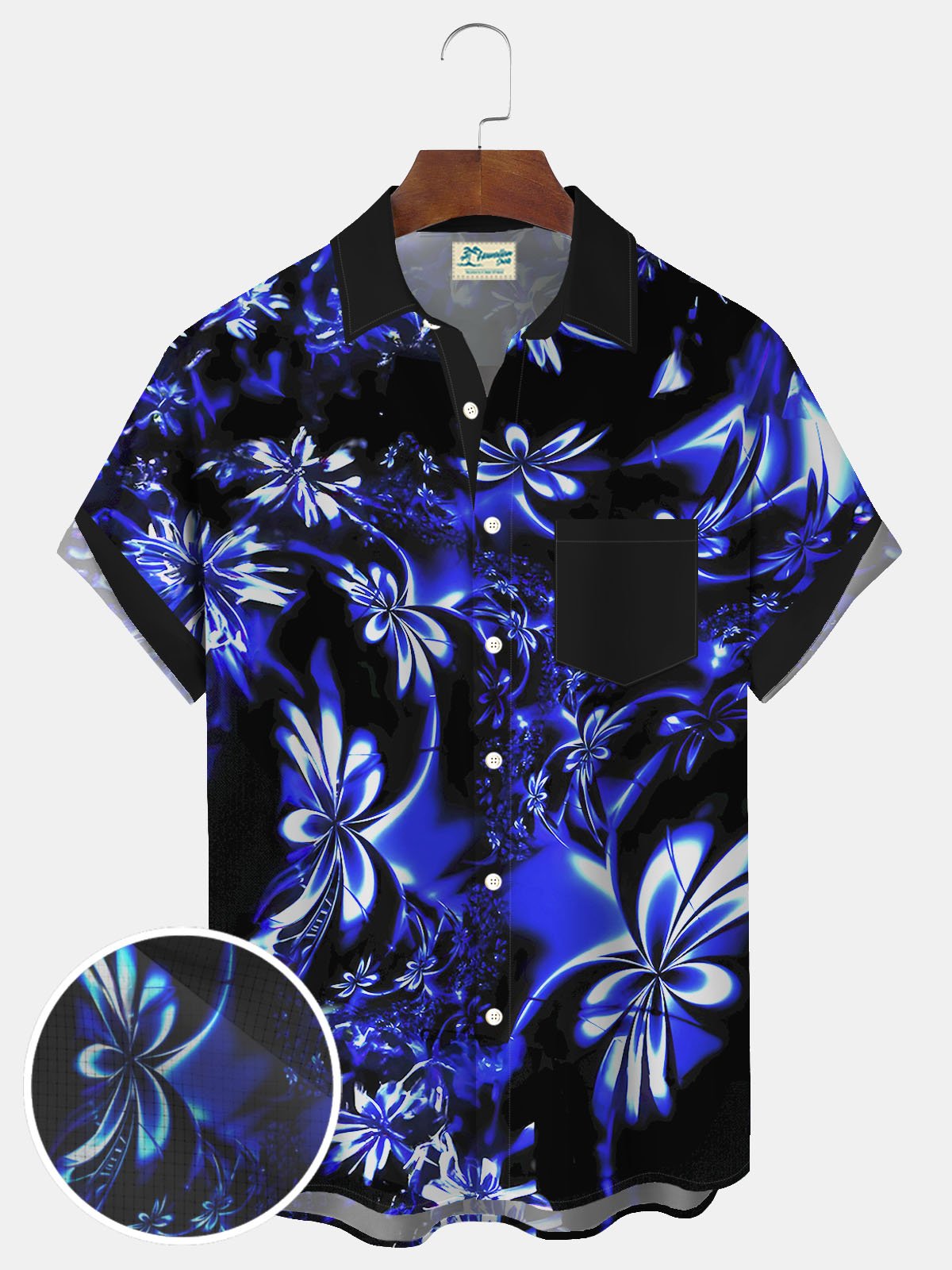 Royaura® Hawaiian Gradient Floral Print Upgraded Cooling Mesh Fabric: Enhanced Breathability and Ice-Cool Comfort  Men's Button Pocket Short Sleeve Shirt Big & Tall