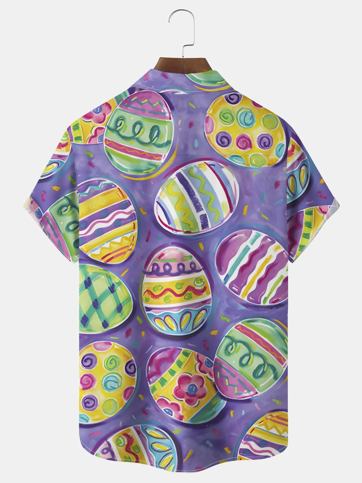 Royaura® Easter Dinosaur Eggs Print Men's Chest Pocket Stretch Hawaiian Holiday Shirt Costumes Outfits Big Tall