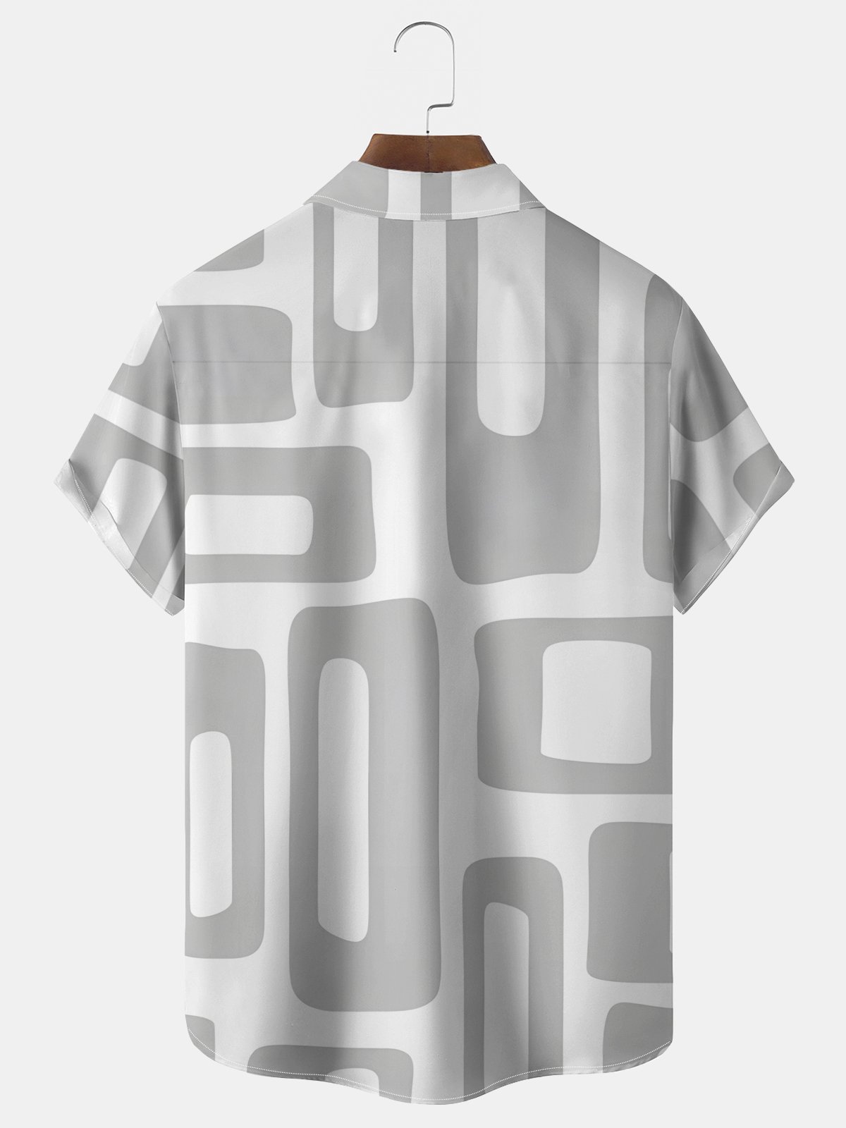 Royaura® Vintage Medieval Geometry Print Men's Wrinkle Free Seersucker Hawaiian Shirt Big Tall