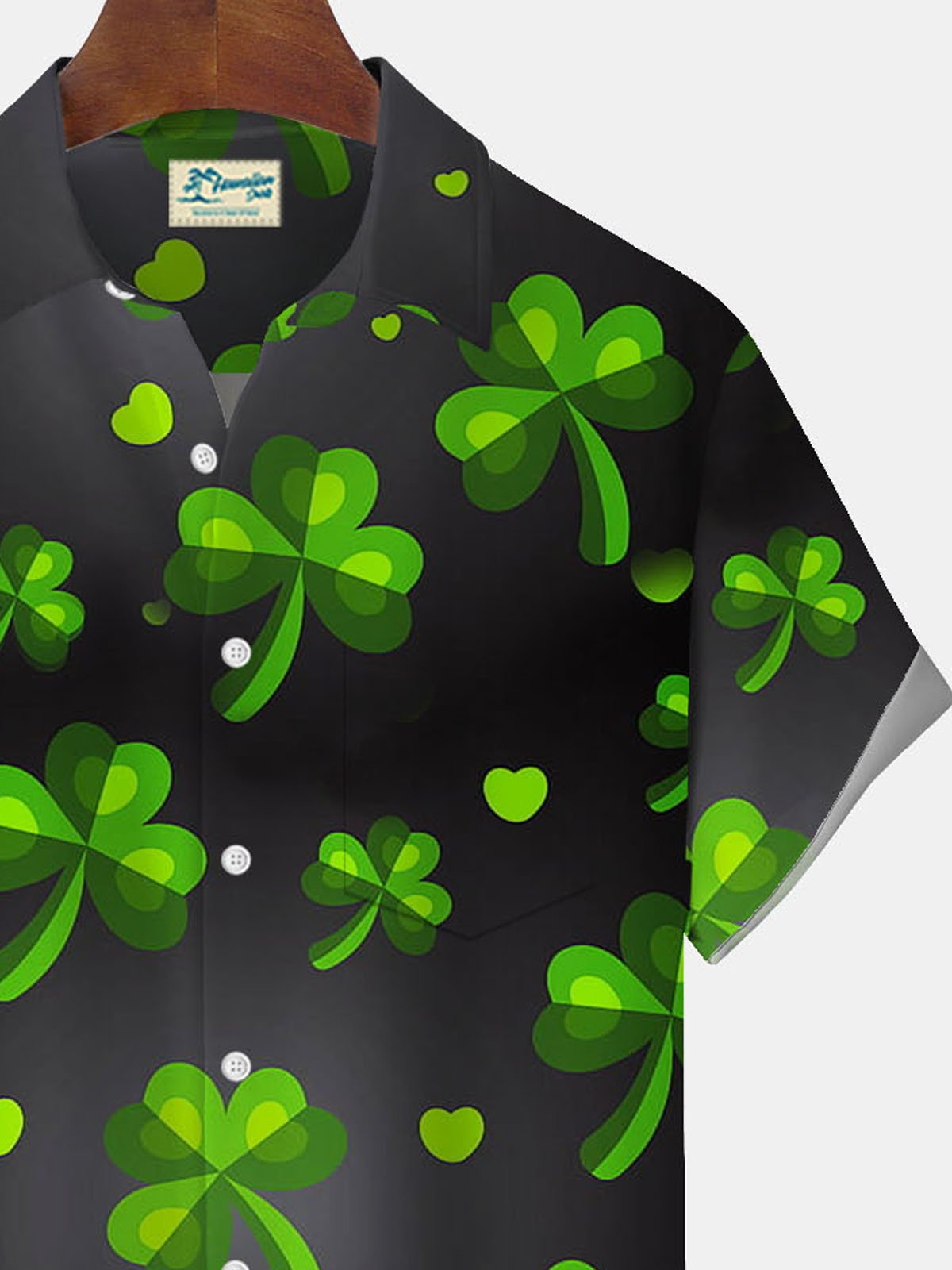 Royaura® St. Patrick's Day Shamrock Print Men's Button Pocket Short Sleeve Shirt Big & Tall