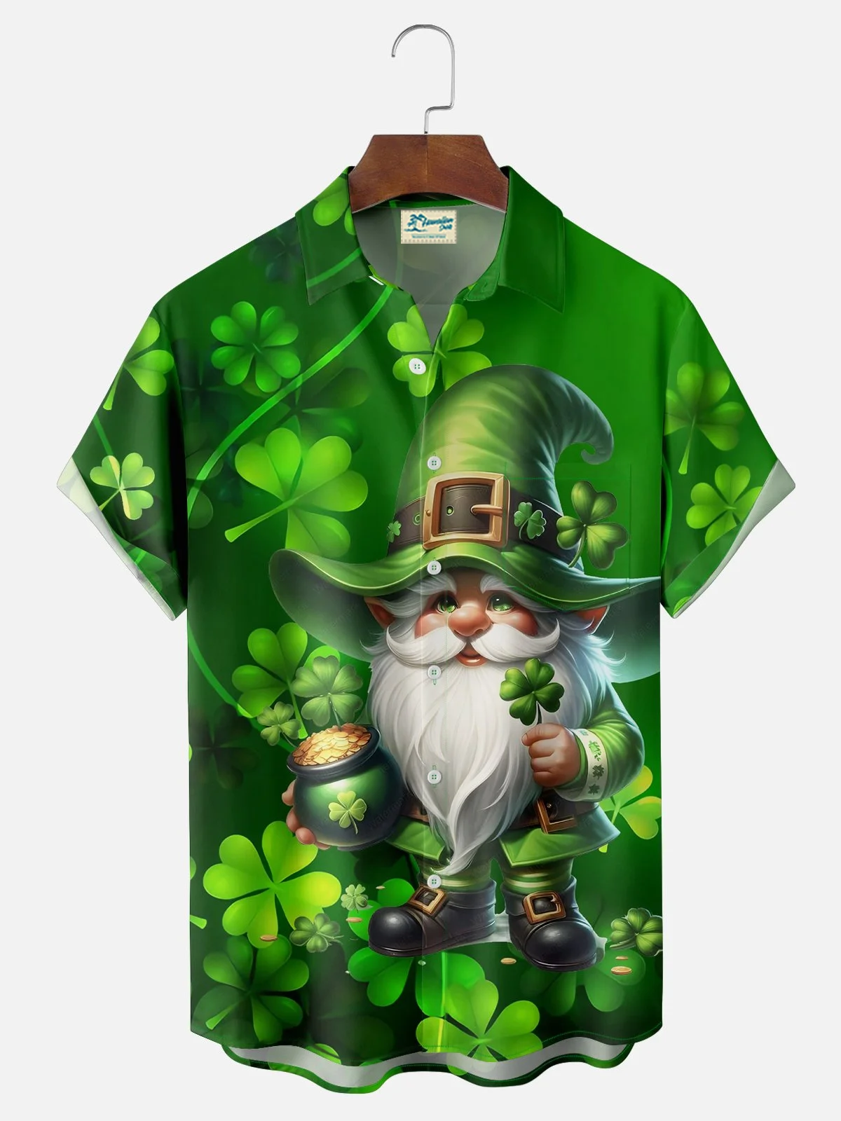 Royaura® St. Patrick's Day Printed Men's Button Pocket Short Sleeve Shirt Big & Tall