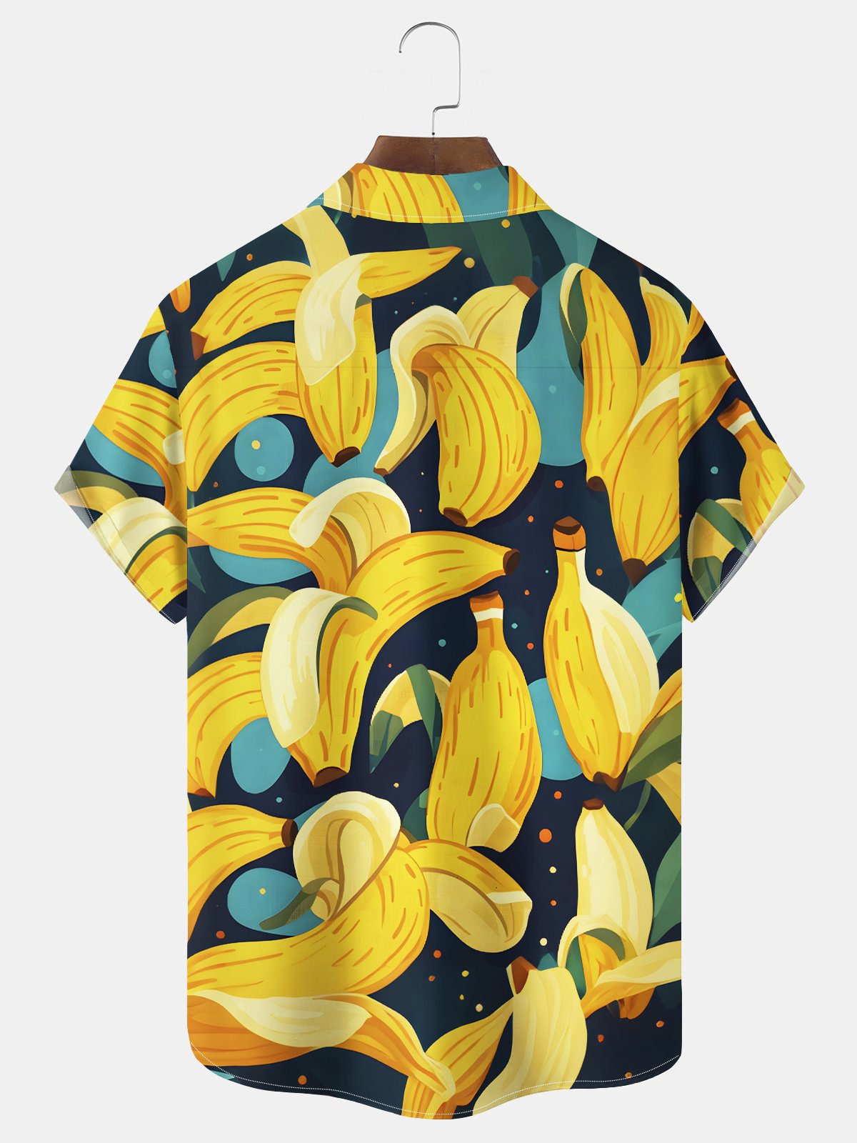 Royaura® Beach Resort Men's Hawaiian Shirt Banana Print Pocket Camping Shirt Big Tall