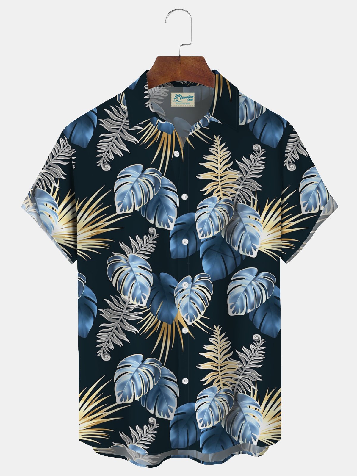 Royaura® Hawaiian Floral Plant Leaves Tropical Print Mens Button Pocket Short Sleeve Shirt Big & Tall