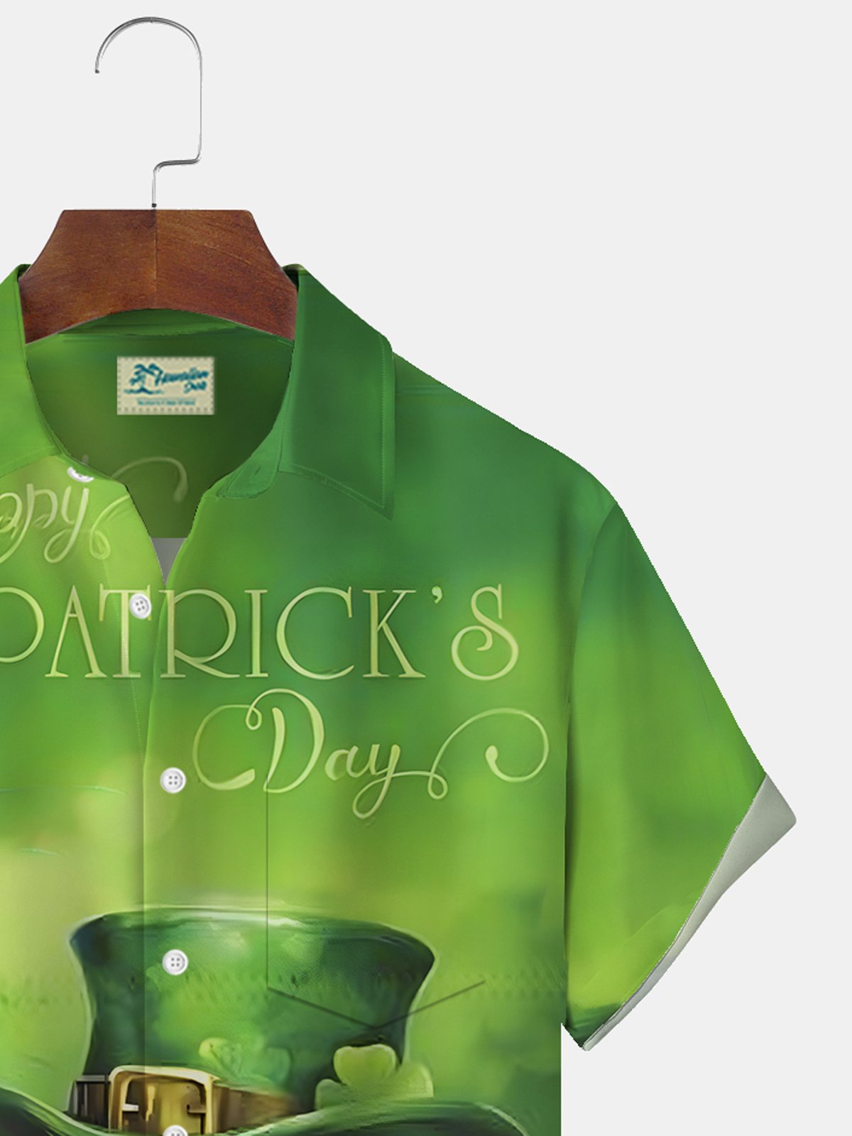 Royaura® St. Patrick's Day Crocodile Print Men's Button Pocket Short Sleeve Shirt Big & Tall