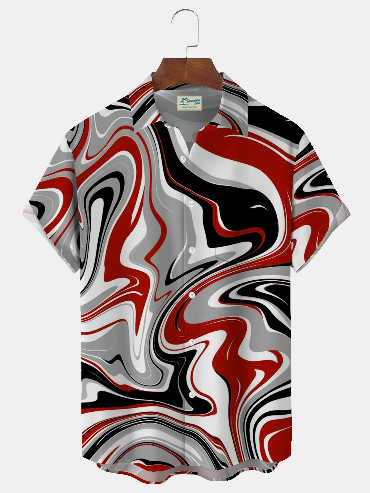 Royaura® Retro Abstract Art Gradient Print Men's Button Pocket Short Sleeve Shirt Big & Tall