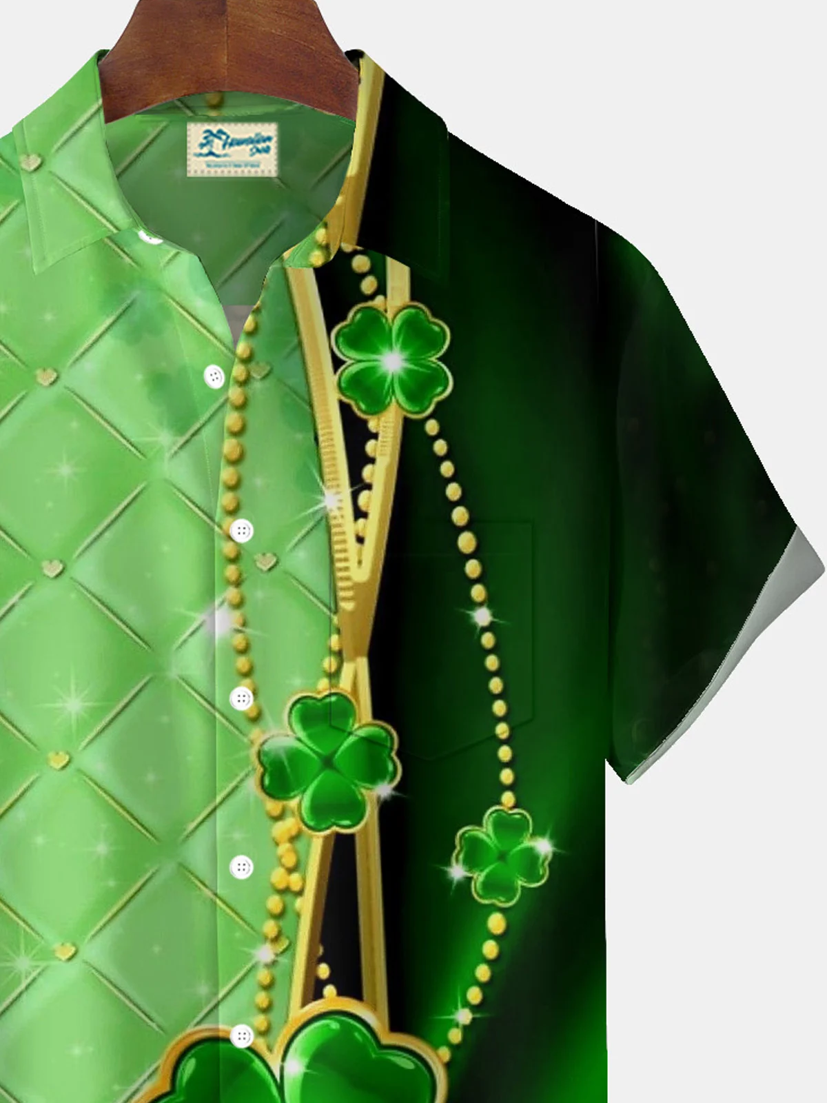 Royaura® St. Patrick's Day Gradient Print Men's Button Pocket Short Sleeve Shirt Big & Tall