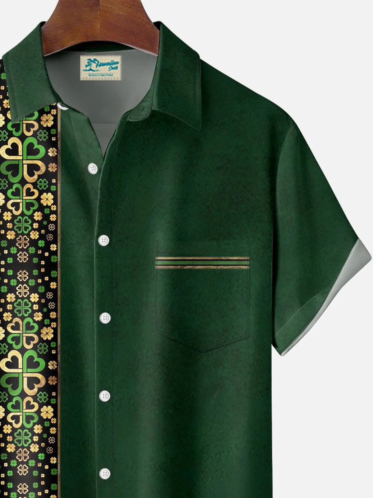 Royaura® St. Patrick's Day Print Men's Button Pocket Short Sleeve Shirt Big & Tall