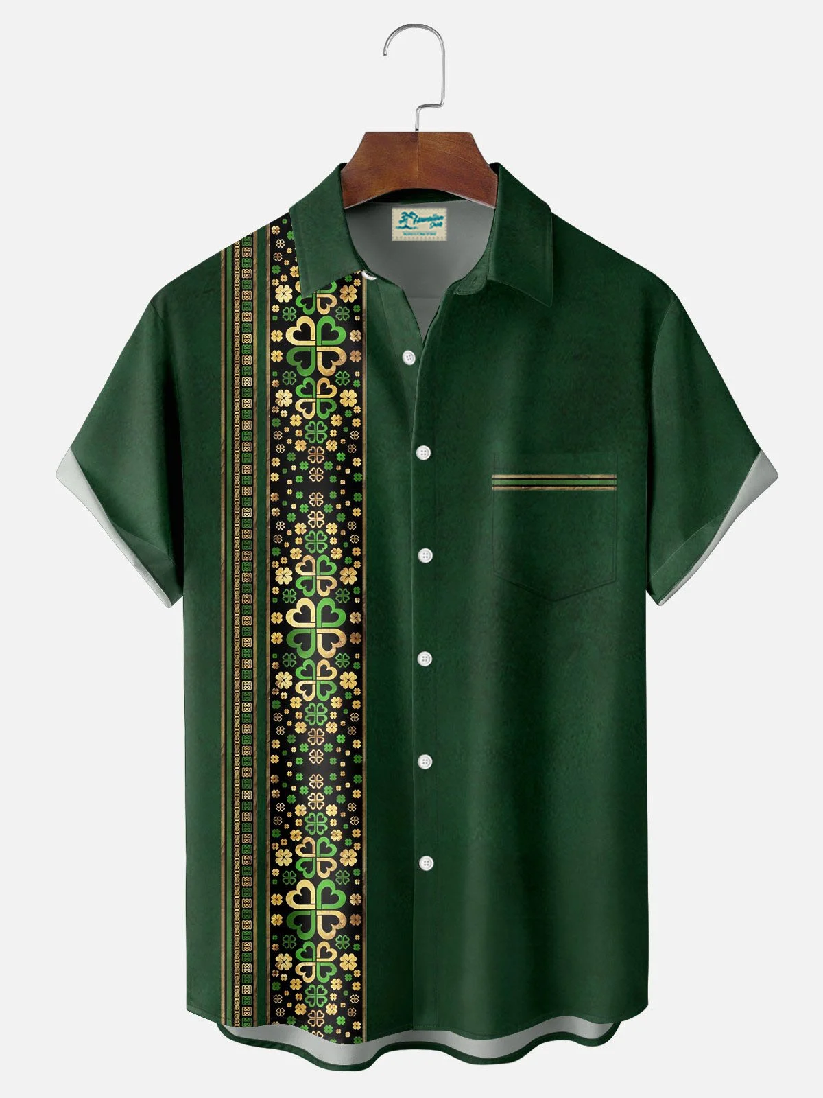 Royaura® St. Patrick's Day Print Men's Button Pocket Short Sleeve Shirt Big & Tall