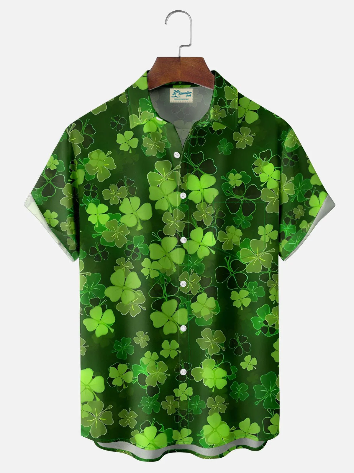 Royaura® St. Patrick's Day Print Men's Button Pocket Short Sleeve Shirt Big & Tall