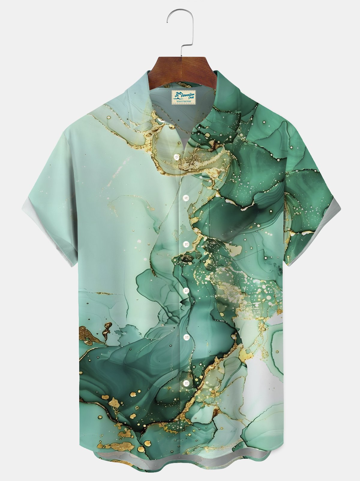 Royaura® Retro Abstract Art Gradient Print Men's Button Pocket Short Sleeve Shirt Big & Tall