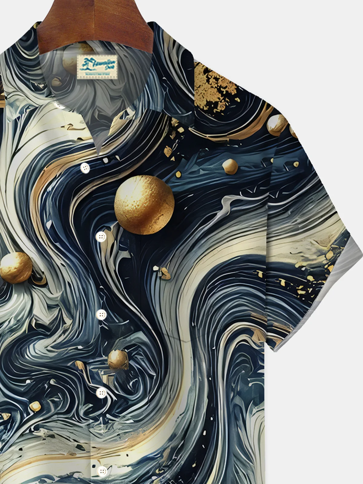 Royaura® Retro Abstract Art Gradient Print Men's Button Pocket Short Sleeve Shirt Big & Tall