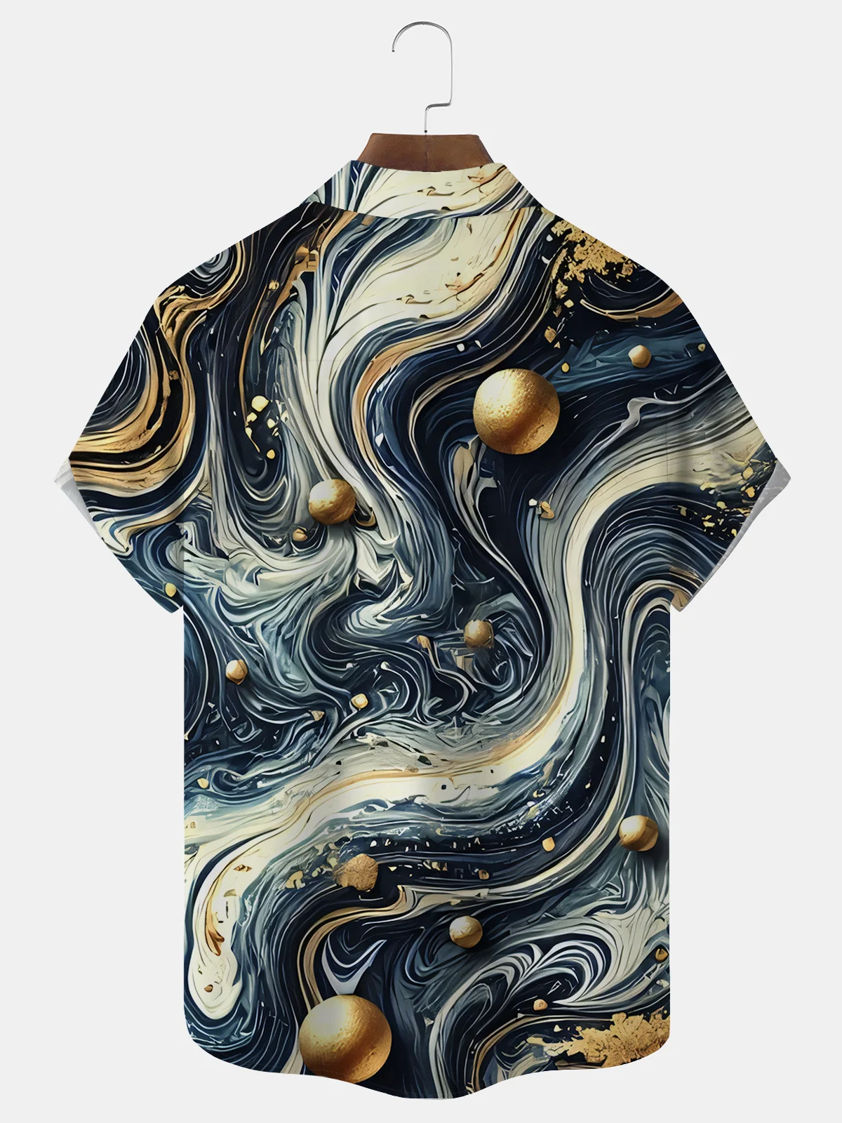 Royaura® Retro Abstract Art Gradient Print Men's Button Pocket Short Sleeve Shirt Big & Tall