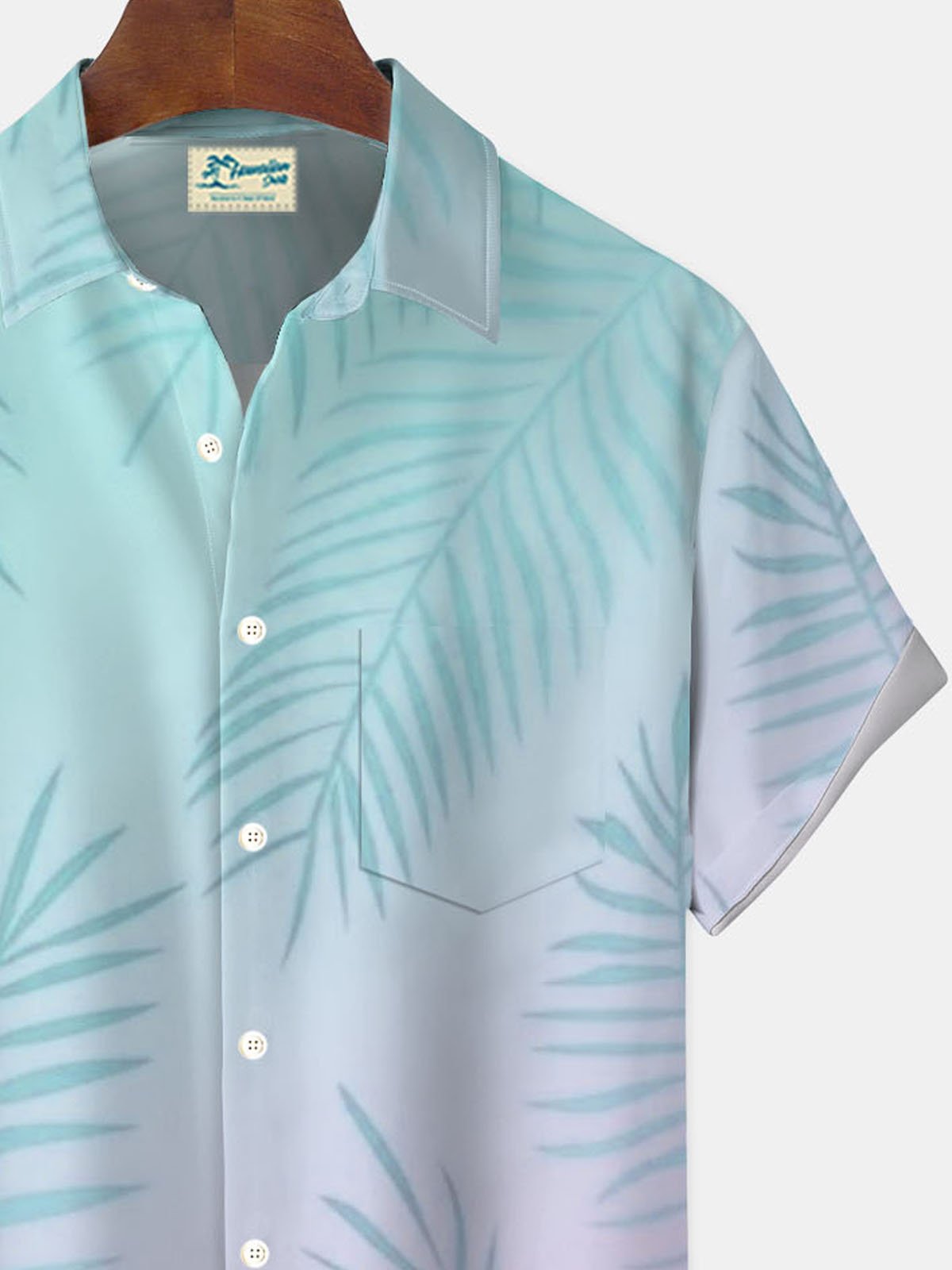 Royaura® Hawaiian Gradient Plant Leaf Print Men's Button Pocket Short Sleeve Shirt Big & Tall