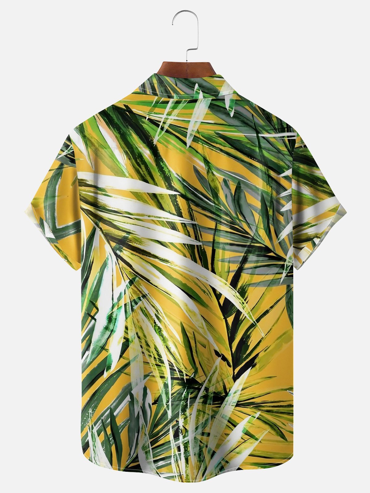 Royaura® Hawaiian Plant Leaf Print Men's Button Pocket Short Sleeve Shirt Big & Tall