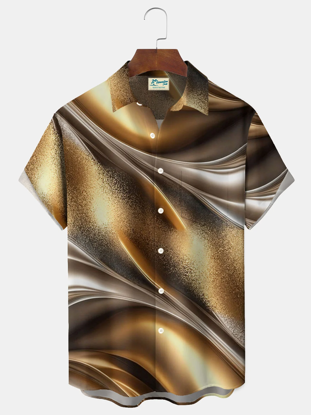 Royaura® Retro Geometric Abstract Art Gradient Print Men's Button Pocket Short Sleeve Shirt Big & Tall