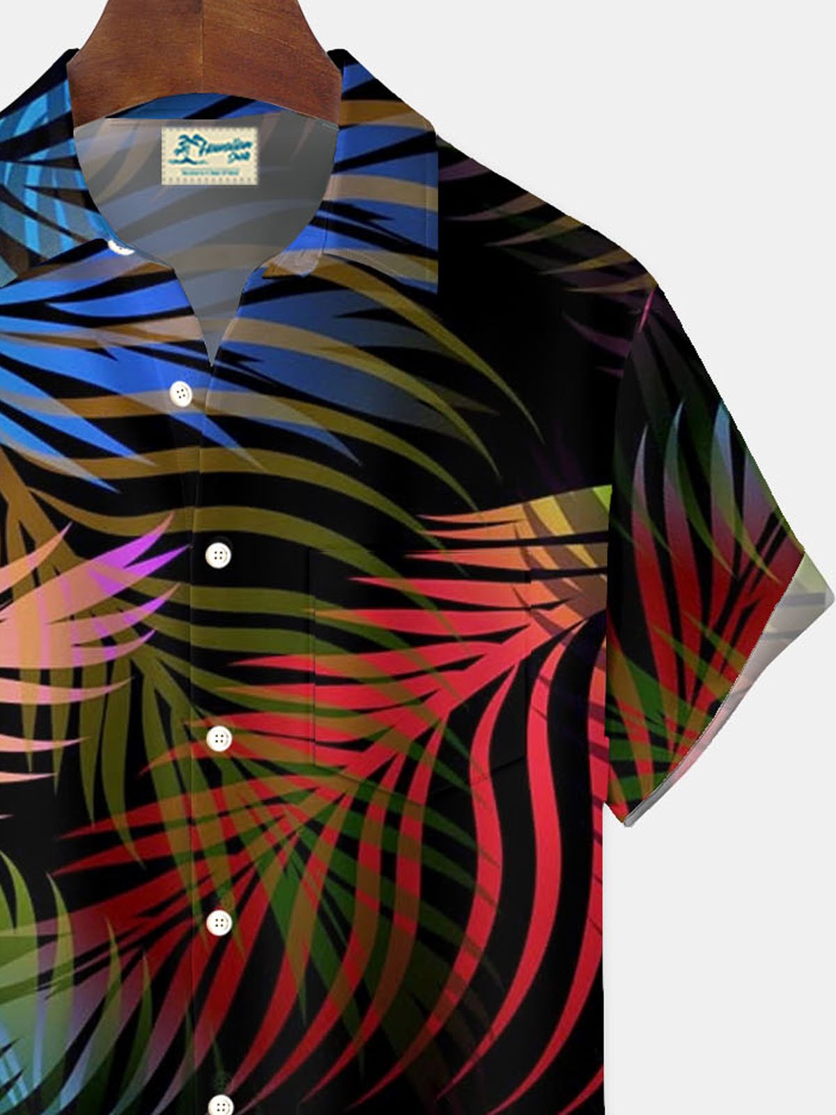 Royaura® Hawaiian Flora Gradient Print Men's Button Pocket Short Sleeve Shirt Big & Tall