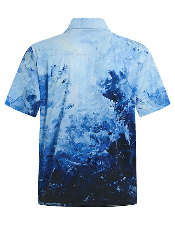 Royaura Men Vacation Beach Hawaiian Shirts Coconut Tree Gradient Art  Holiday Shirts