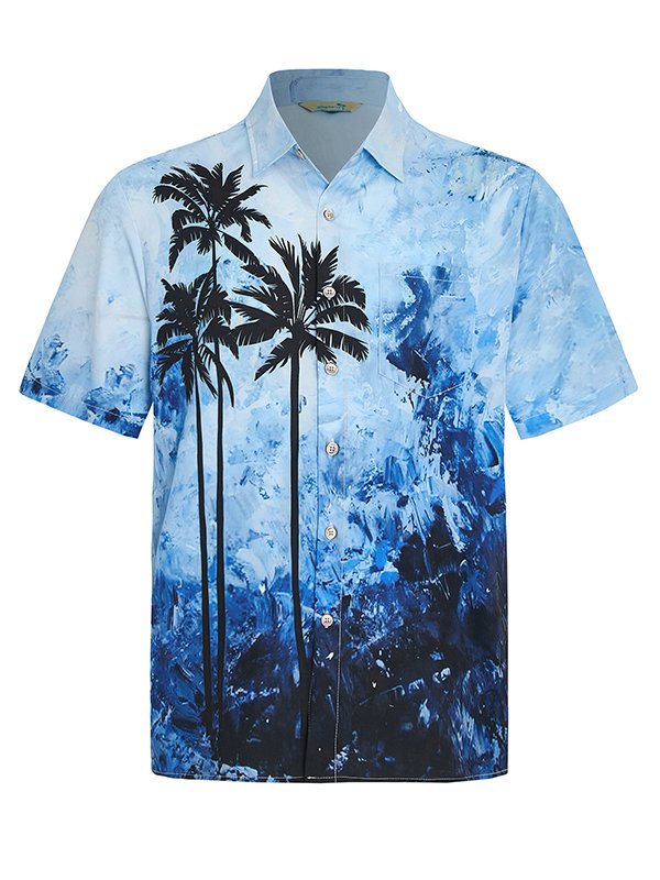 Royaura Men Vacation Beach Hawaiian Shirts Coconut Tree Gradient Art  Holiday Shirts