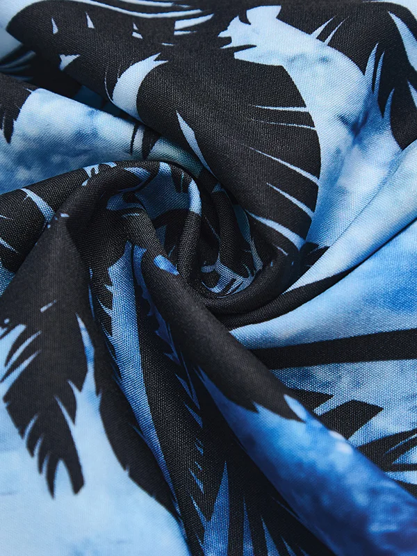 Royaura Men Vacation Beach Hawaiian Shirts Coconut Tree Gradient Art  Holiday Shirts