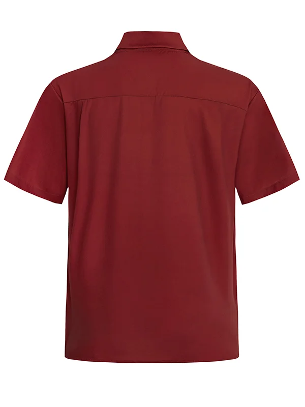 Royaura®  50's Retro Mid-Century Geometric Men's Bowling Shirts Stretch Plus Size Aloha Camp Pocket Shirts