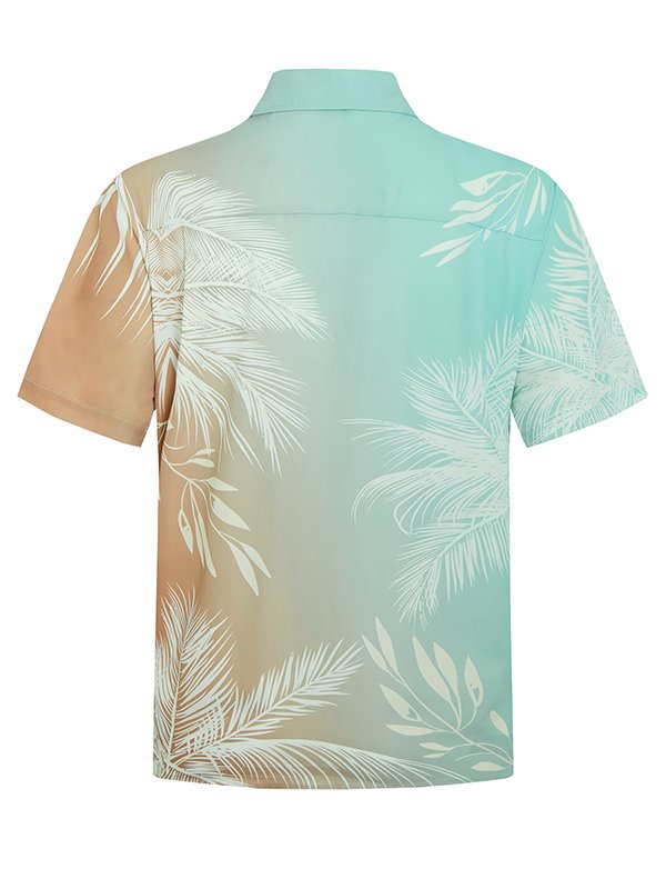 Royaura Multicolor Vacation Gradient Hawaiian Short Sleeve Seersucker Wrinkle Free Shirt Top