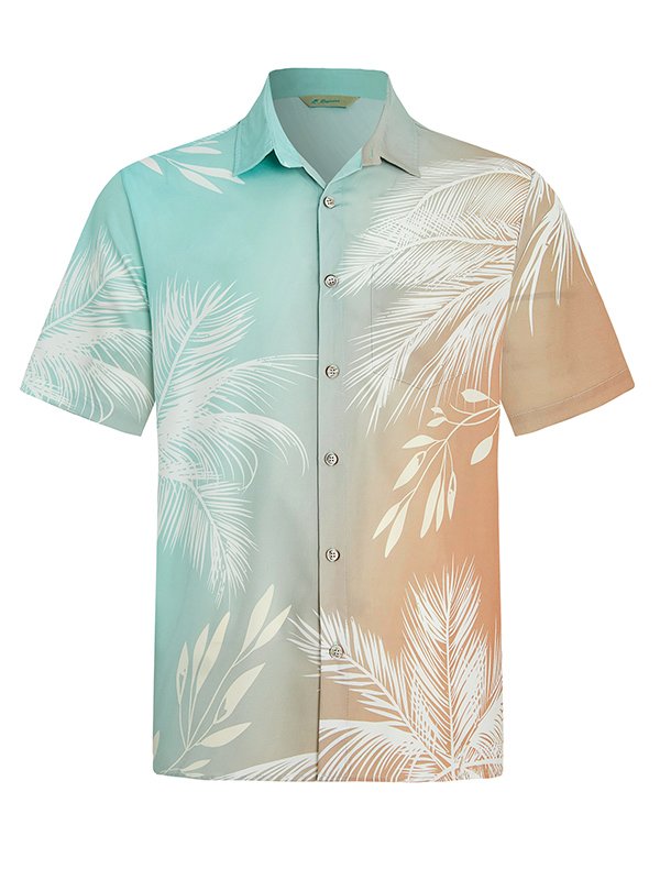 Royaura Multicolor Vacation Gradient Hawaiian Short Sleeve Seersucker Wrinkle Free Shirt Top