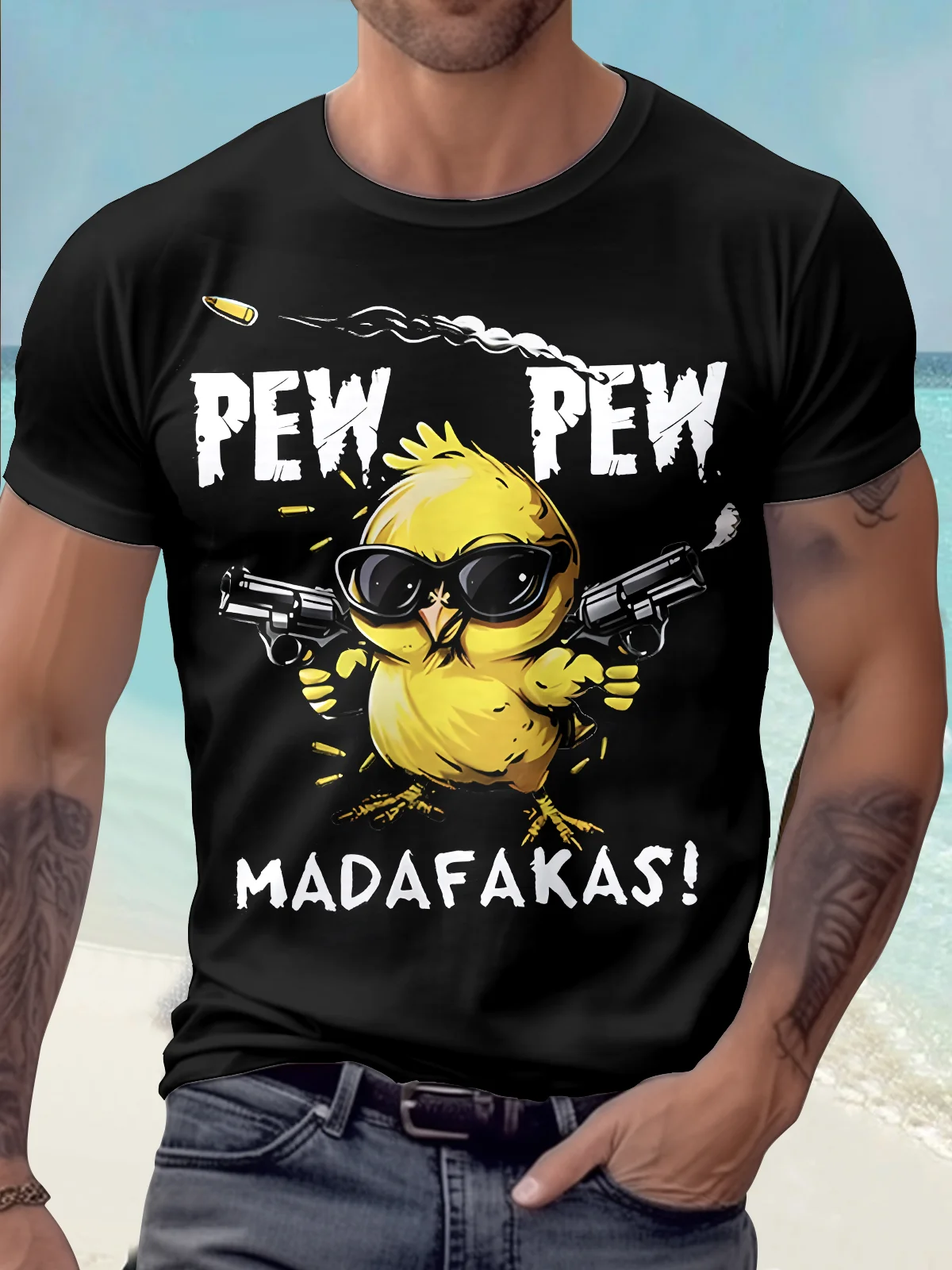 Royaura® Basic Men's Chicken Print T-Shirt