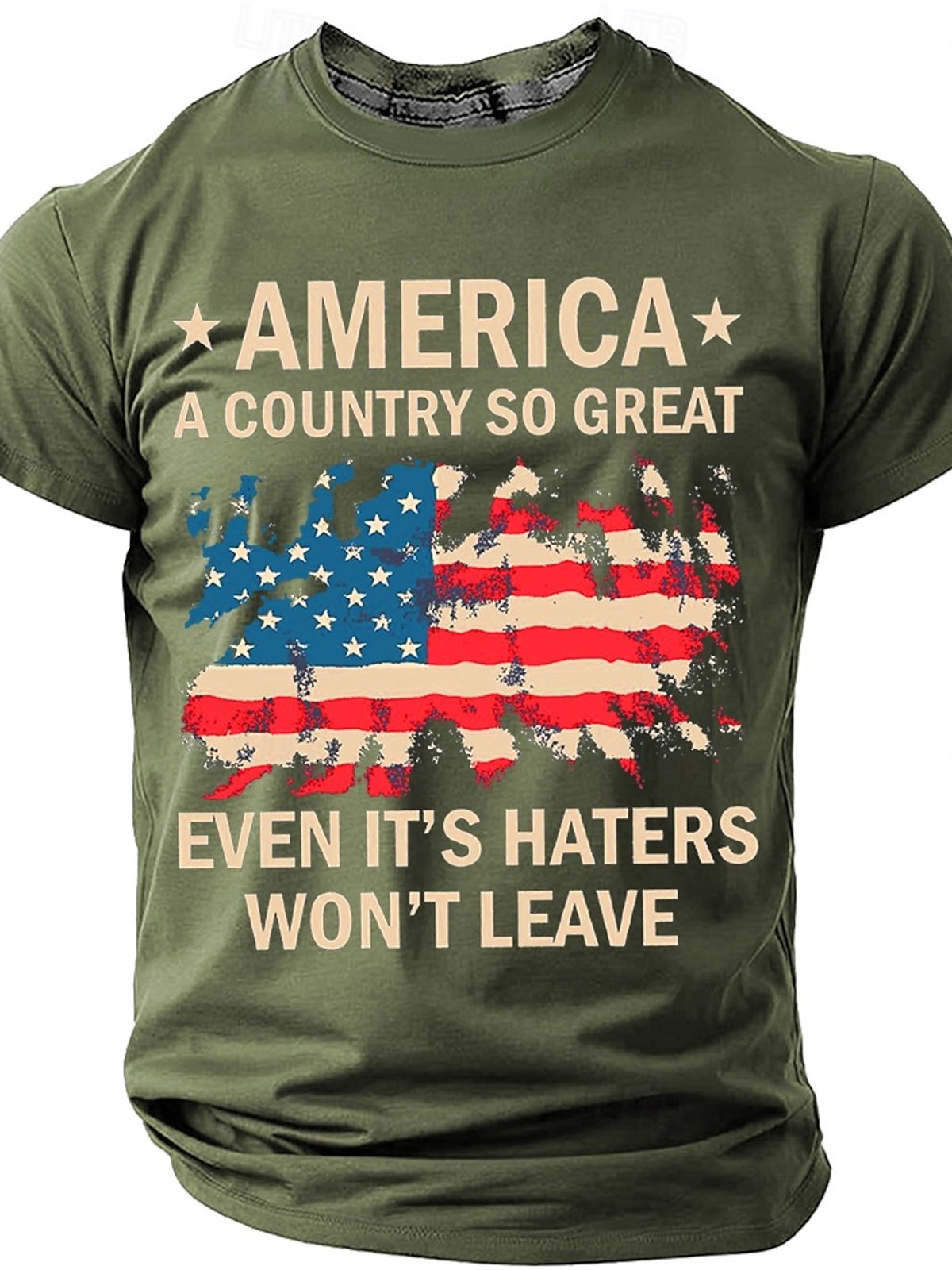 Royaura® Independence Day Flag Print Men's Short Sleeve T-Shirt Big & Tall