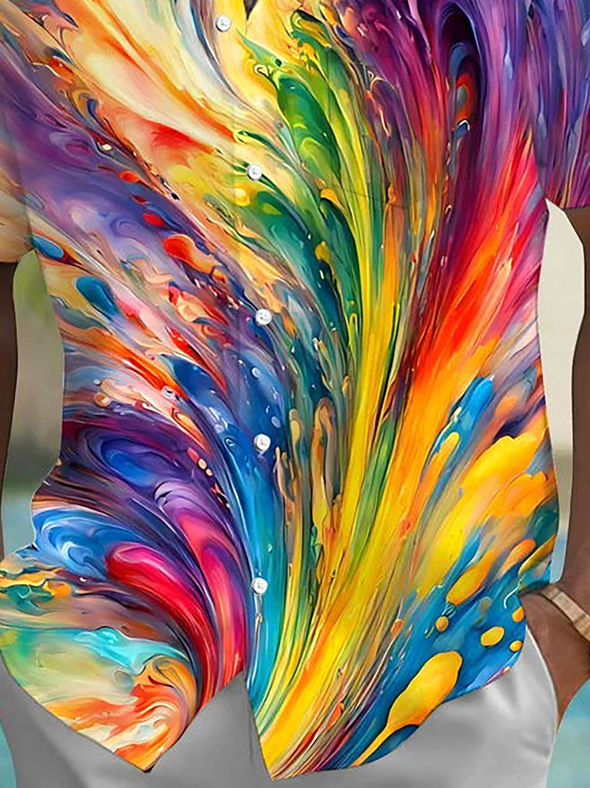 Royaura® Vintage Gradient Art Print Men's Button Pocket Hawaiian Shirt Big Tall