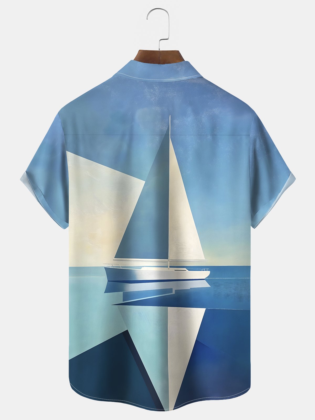 Royaura® Beach Resort Men's Hawaiian Shirt Geometric Sailing Ship Print Pocket Camping Shirt Big Tall