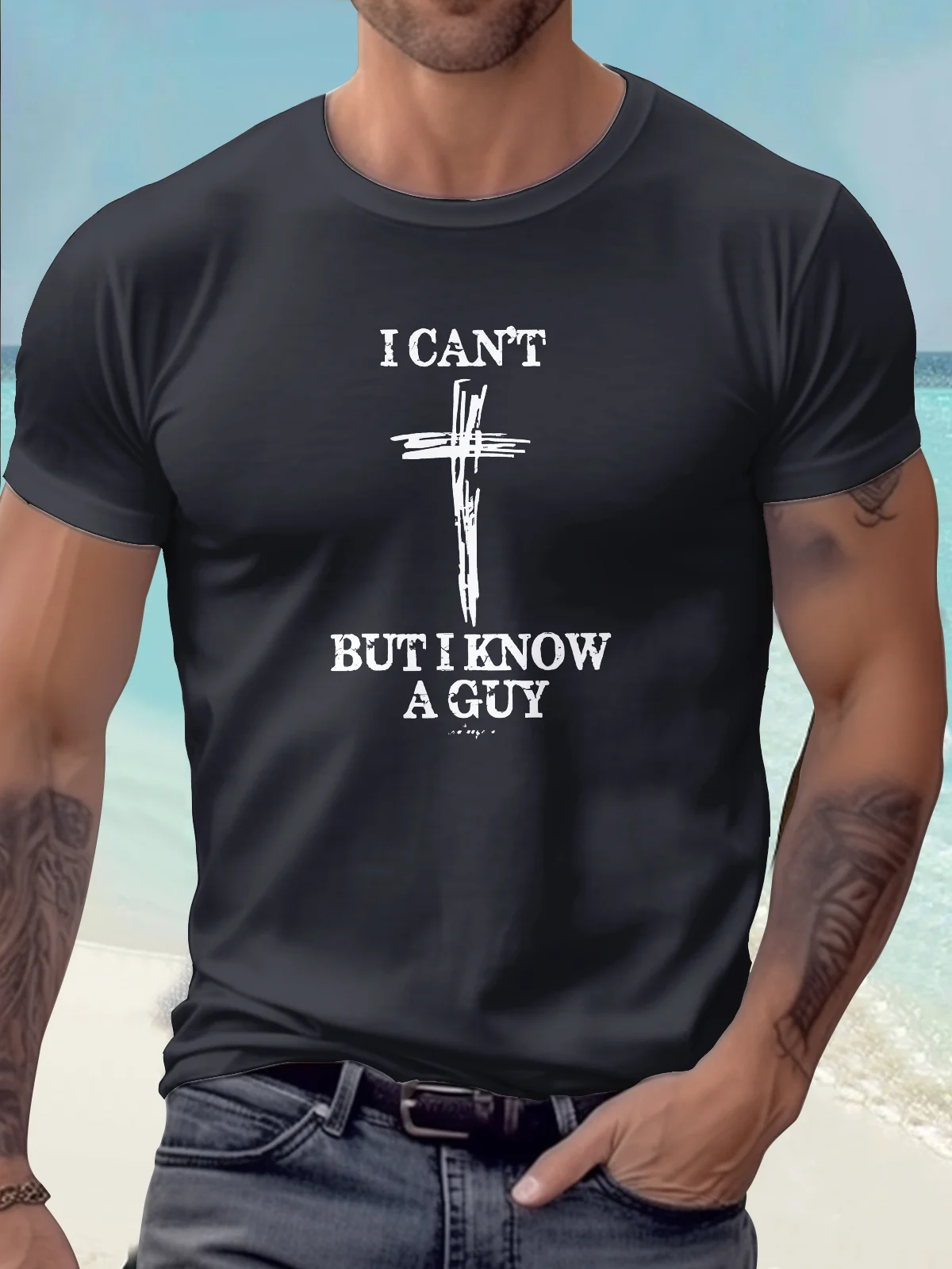 Royaura® Basic Men's Cross Print T-Shirt