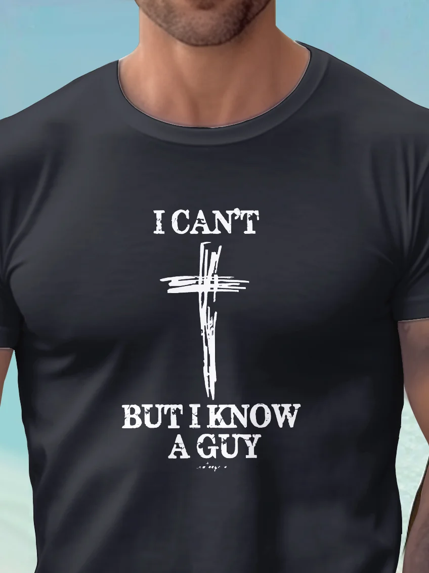 Royaura® Basic Men's Cross Print T-Shirt