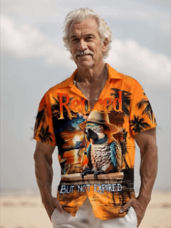 Royaura®  Beach Sunset Men's Hawaiian Shirt Parrot Tropical Art Quick Dry Men's Pocket Camp Shirt Big Tall