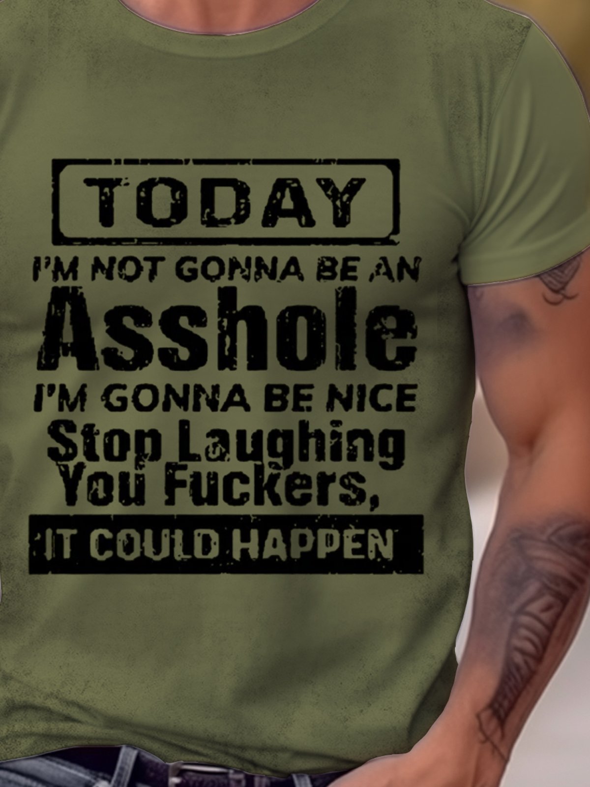 Royaura® Basic Men's Letter Print T-Shirt,TODAY I'M NOT GONNA BE...