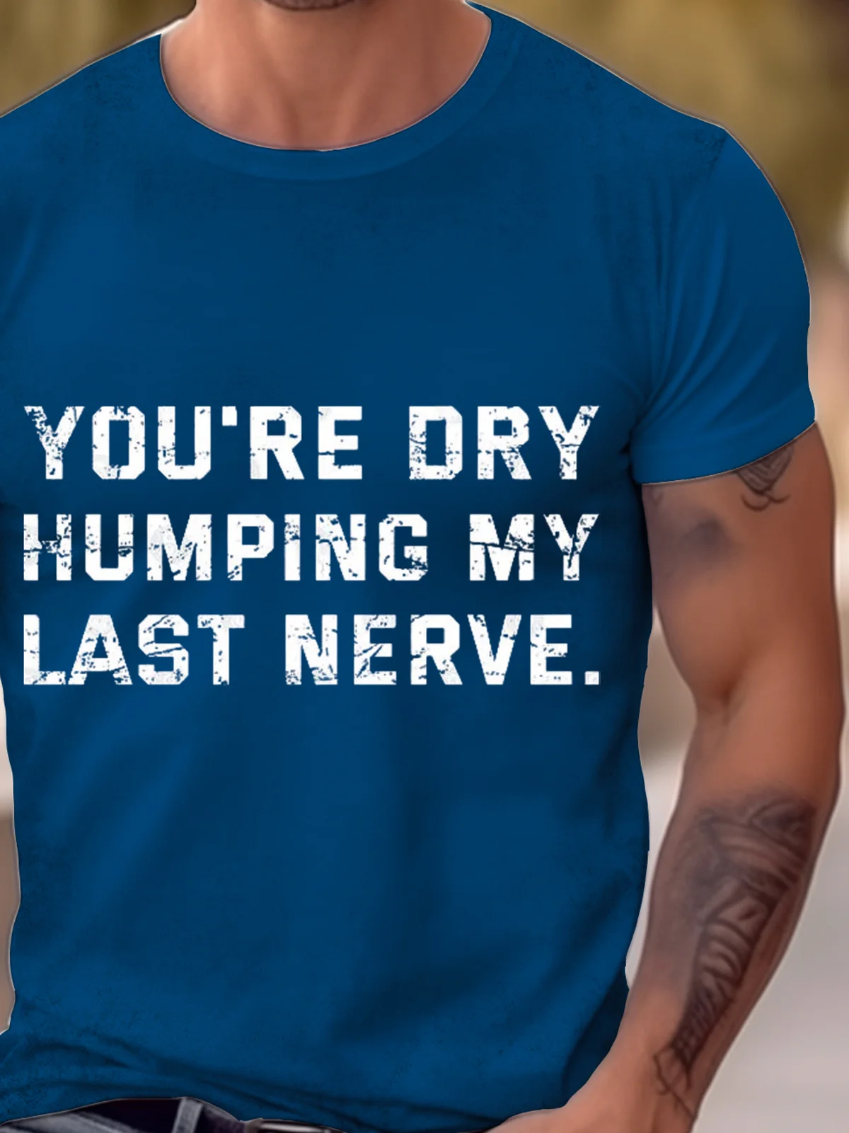 Royaura® Basic Men's Letter Print T-Shirt,YOU'RE DRY HUMPING MY LAST NERVE.