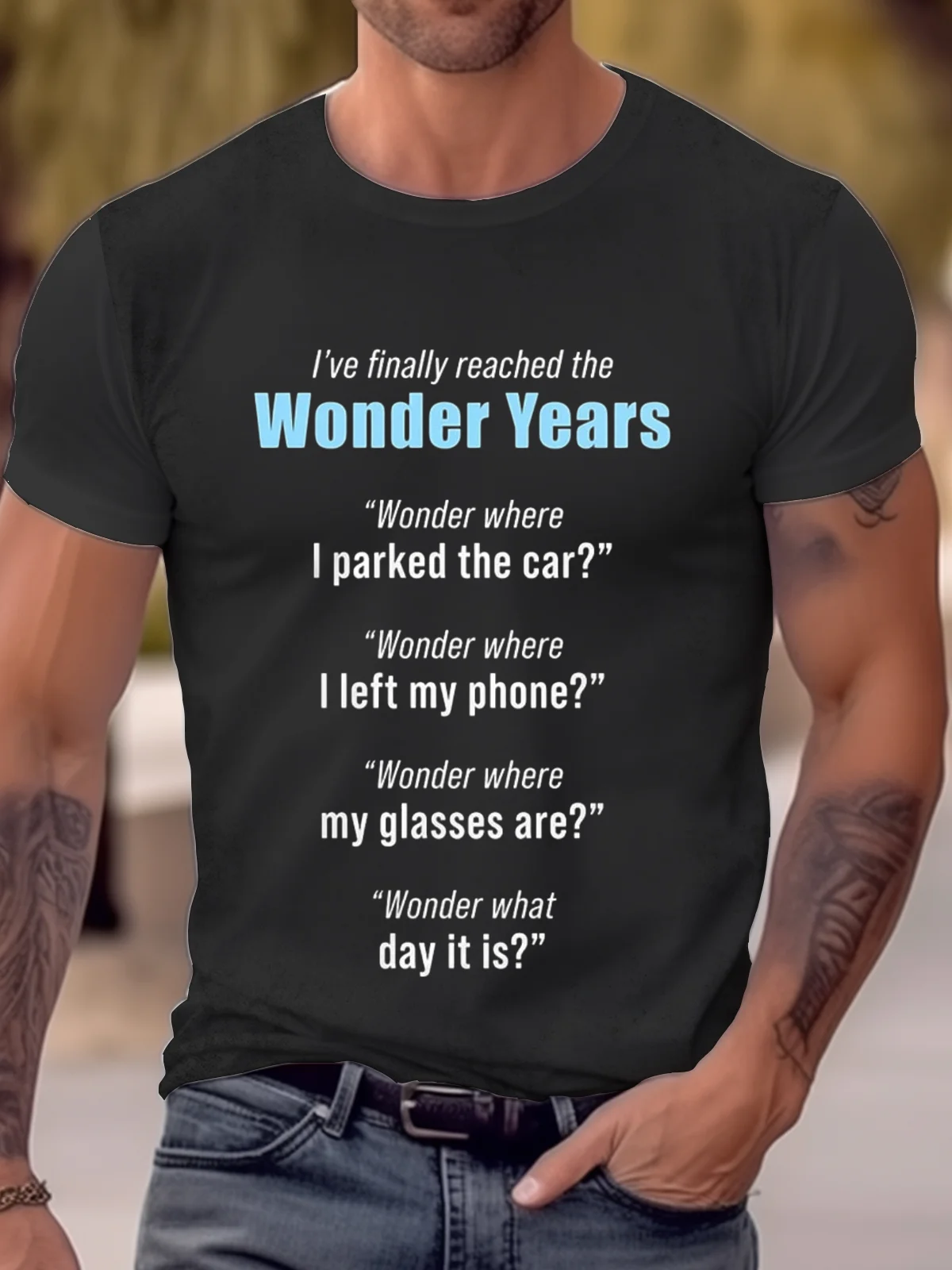 Royaura® Basic Men's I've finally reached the Wonder Years Letter Print T-Shirt