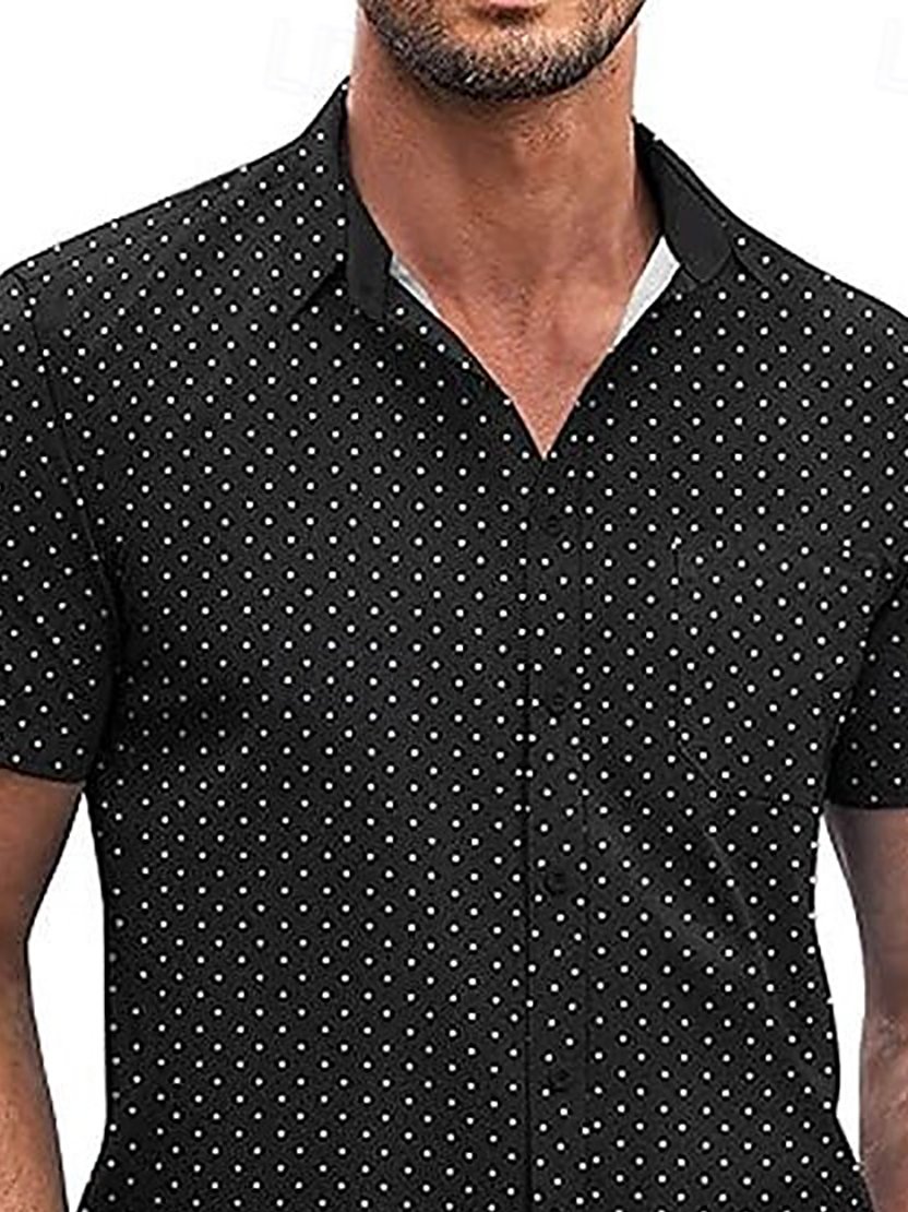 Royaura® Basic Polka Dot Print Men's Button Pocket Hawaiian Shirt Big Tall