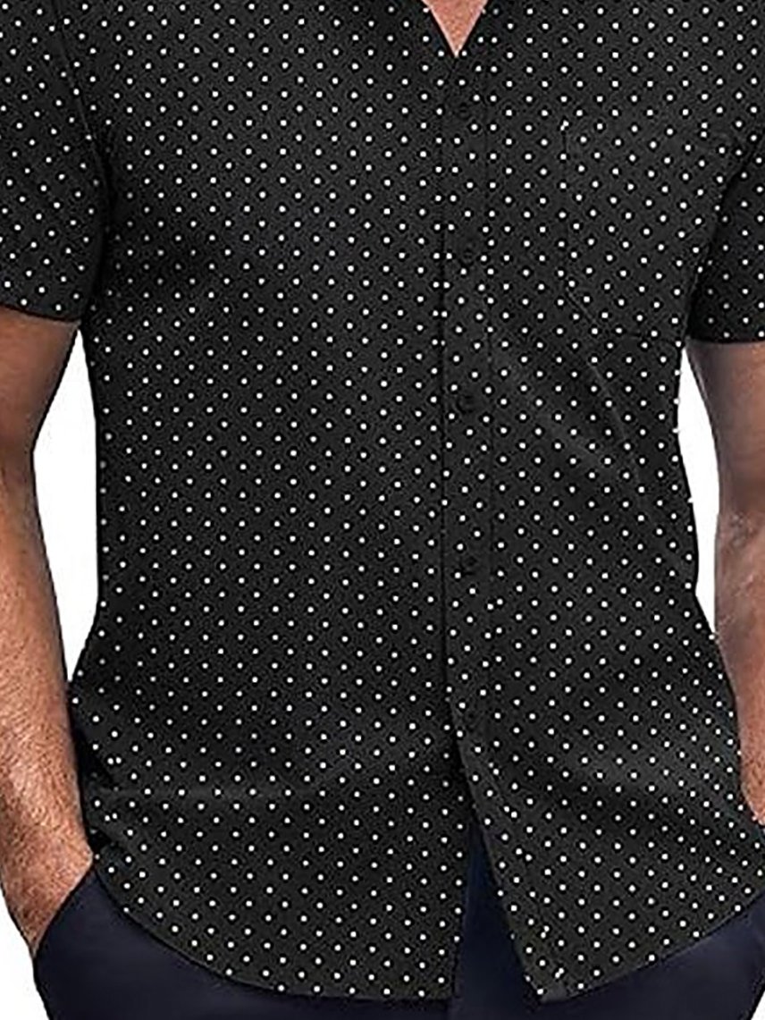 Royaura® Basic Polka Dot Print Men's Button Pocket Hawaiian Shirt Big Tall
