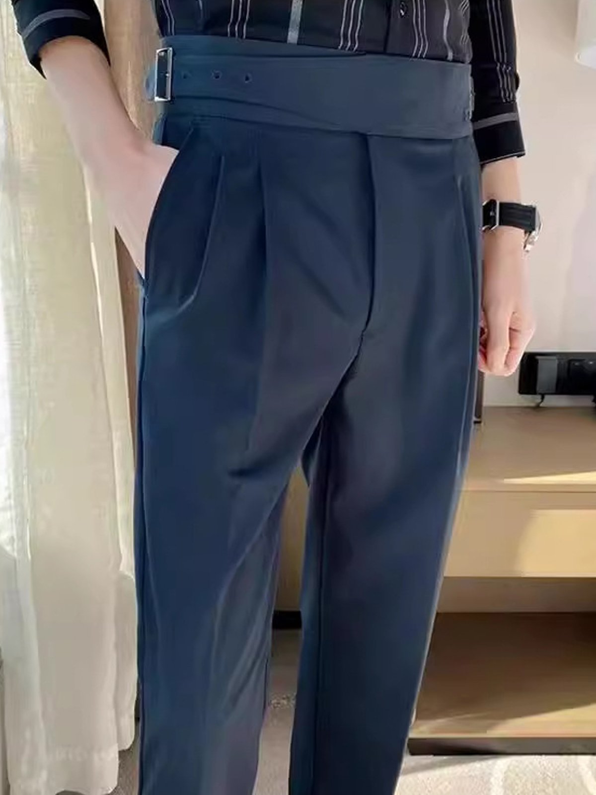 Royaura® Days Buckle Belt Button Design Men's Casual Pants Big & Tall