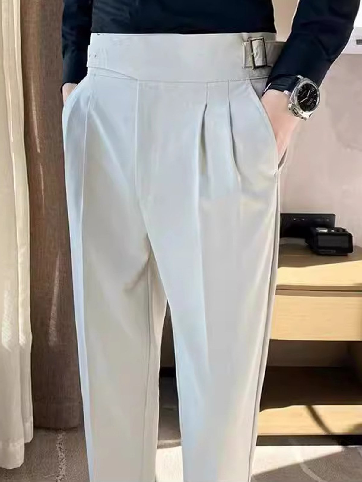 Royaura® Days Buckle Belt Button Design Men's Casual Pants Big & Tall