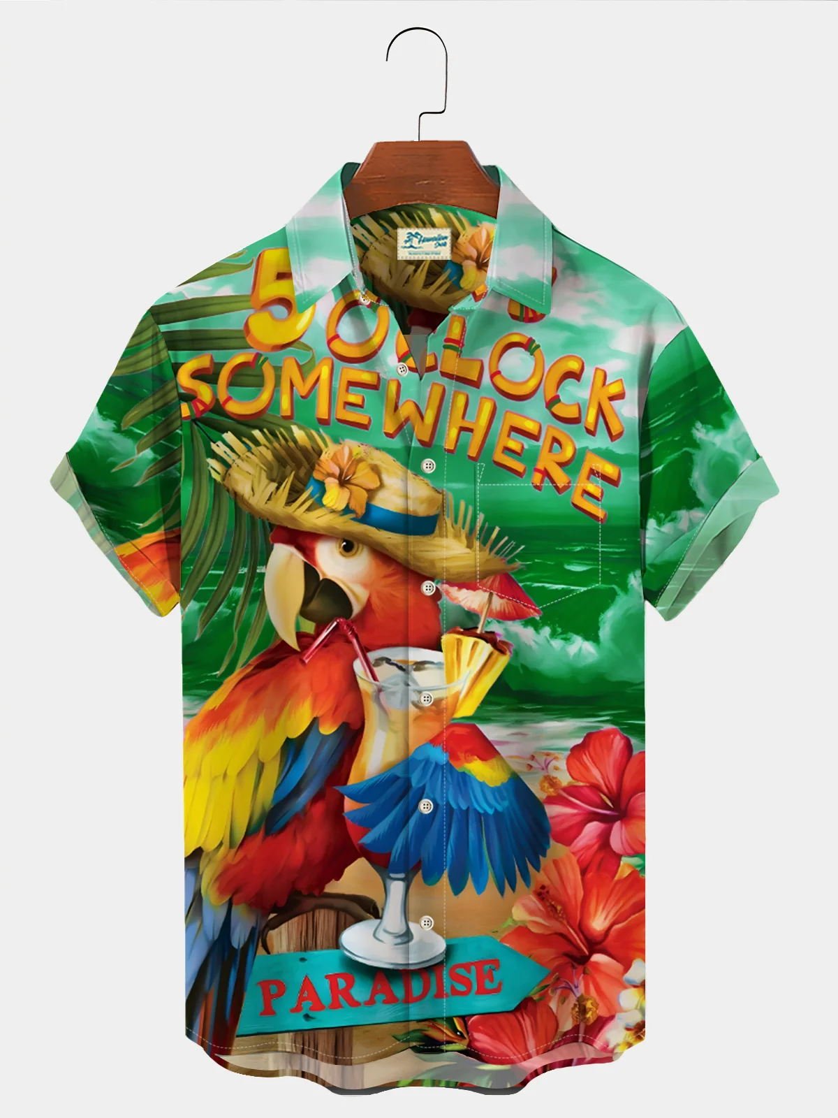 Royaura Holiday Beach Men's Hawaiian Shirts Parrot Cocktail Cartoon ...